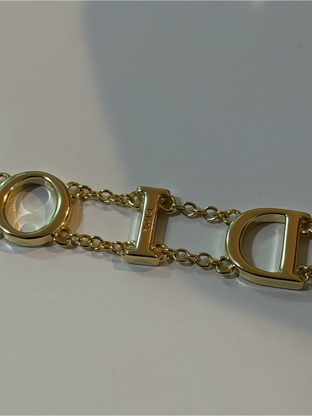Dior Gold Logo Letter Bracelet with Clear Crystals - Picture 6 of 8